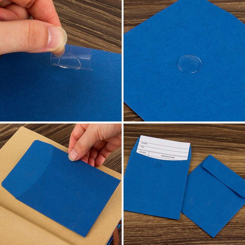 Small Library Card Envelopes 120 Pack Non-Adhesive Packets Glue Points