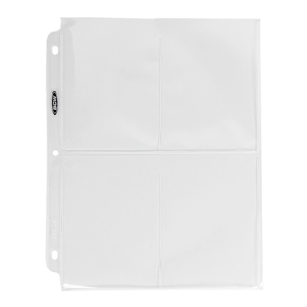 (20) BCW Pro 4-Pocket Crystal Clear Photo Protective Page Holds 4x5-1/2"