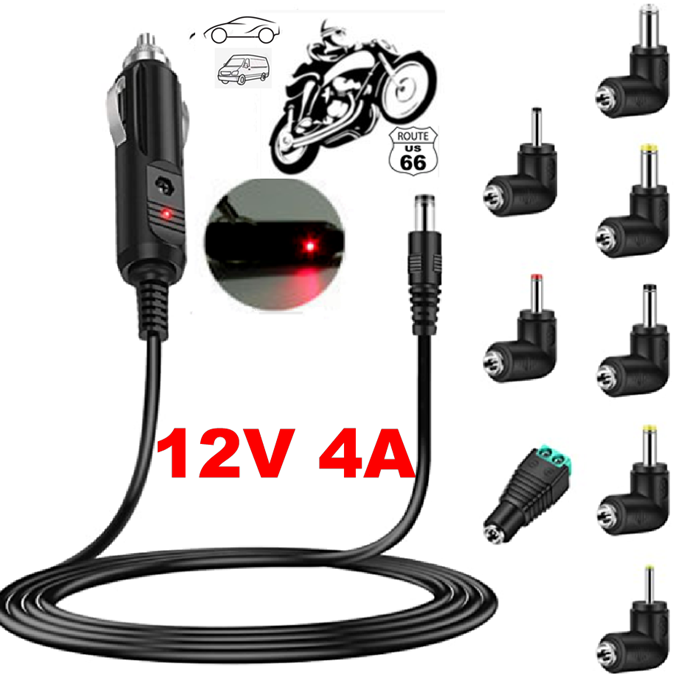 UNIVERSAL 12V 4A REPLACEMENT POWER CORD WITH 8-TIPS