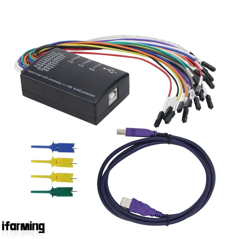 Mini 16 Logic Analyzer USB 100M Max Sample Rate 16CH Support 1.2.10 Software US