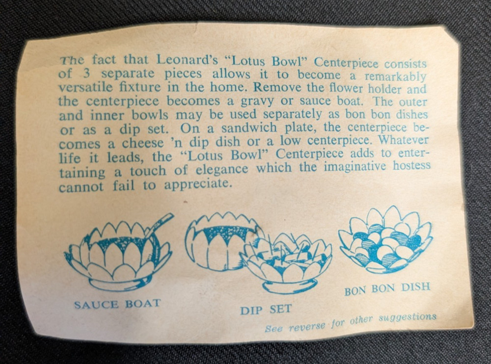 Vintage Leonard Silver plate Flower Frog Lotus Petal Floral Decoration Dip Set