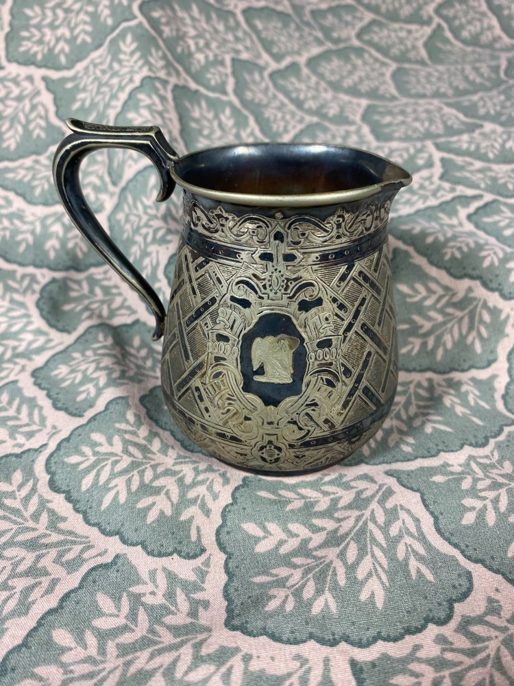 Antique Engraved Silver Plate Creamer