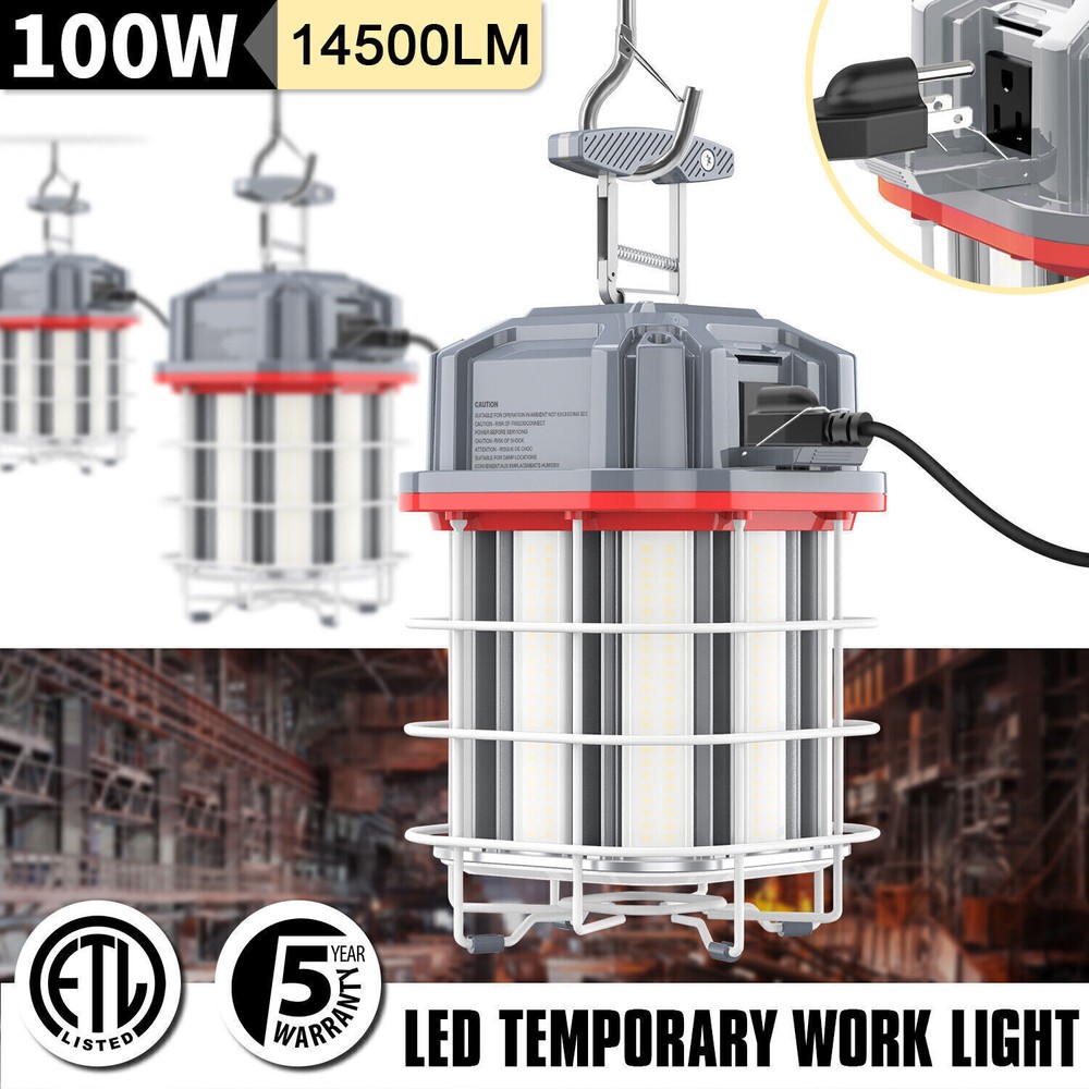 100W LED Temp Jobsite Lightings Linkable Work Light for Construction Workplace