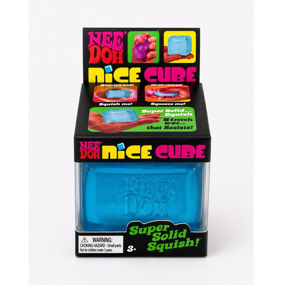 Nee Doh Viral Needoh Nice Cube Super Solid Squish Blue Tactile Squeeze Toy