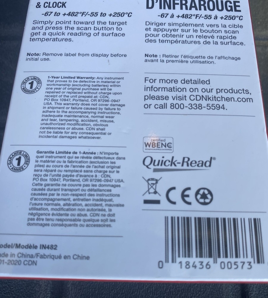 CDN IN482 Infrared Wireless Thermometer with 1-Second Response
