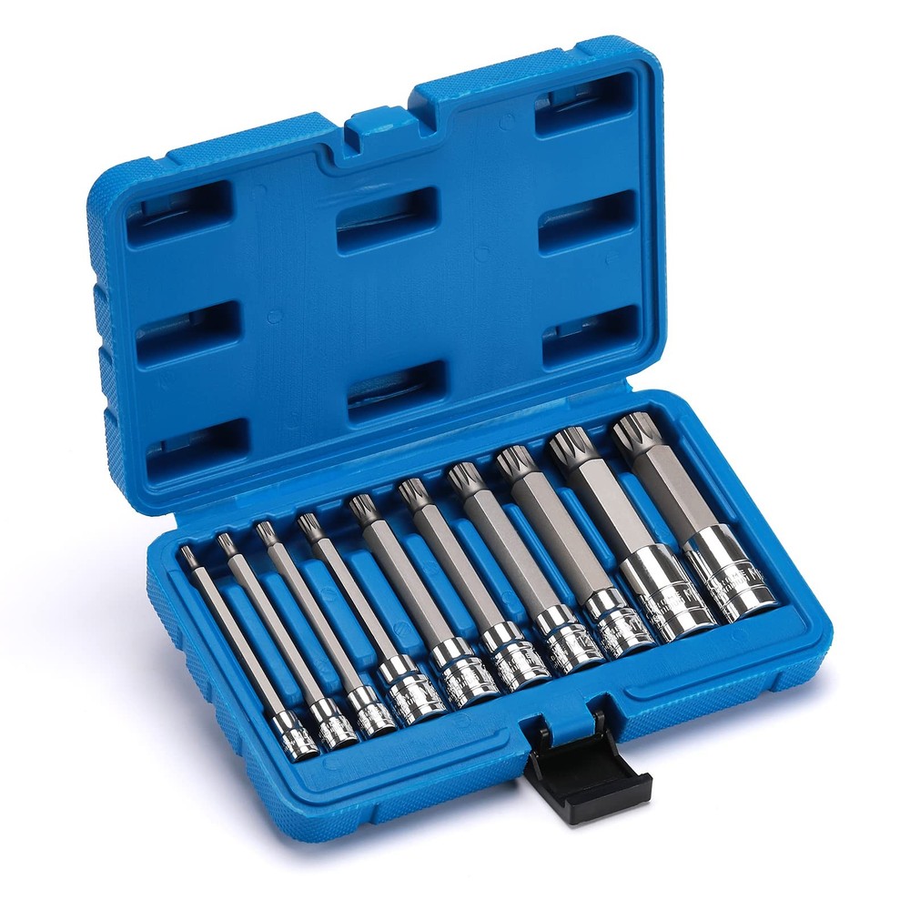AIRTOON 10PCS Triple Square Spline Bit Socket Set, Extra Long 4'' One Size