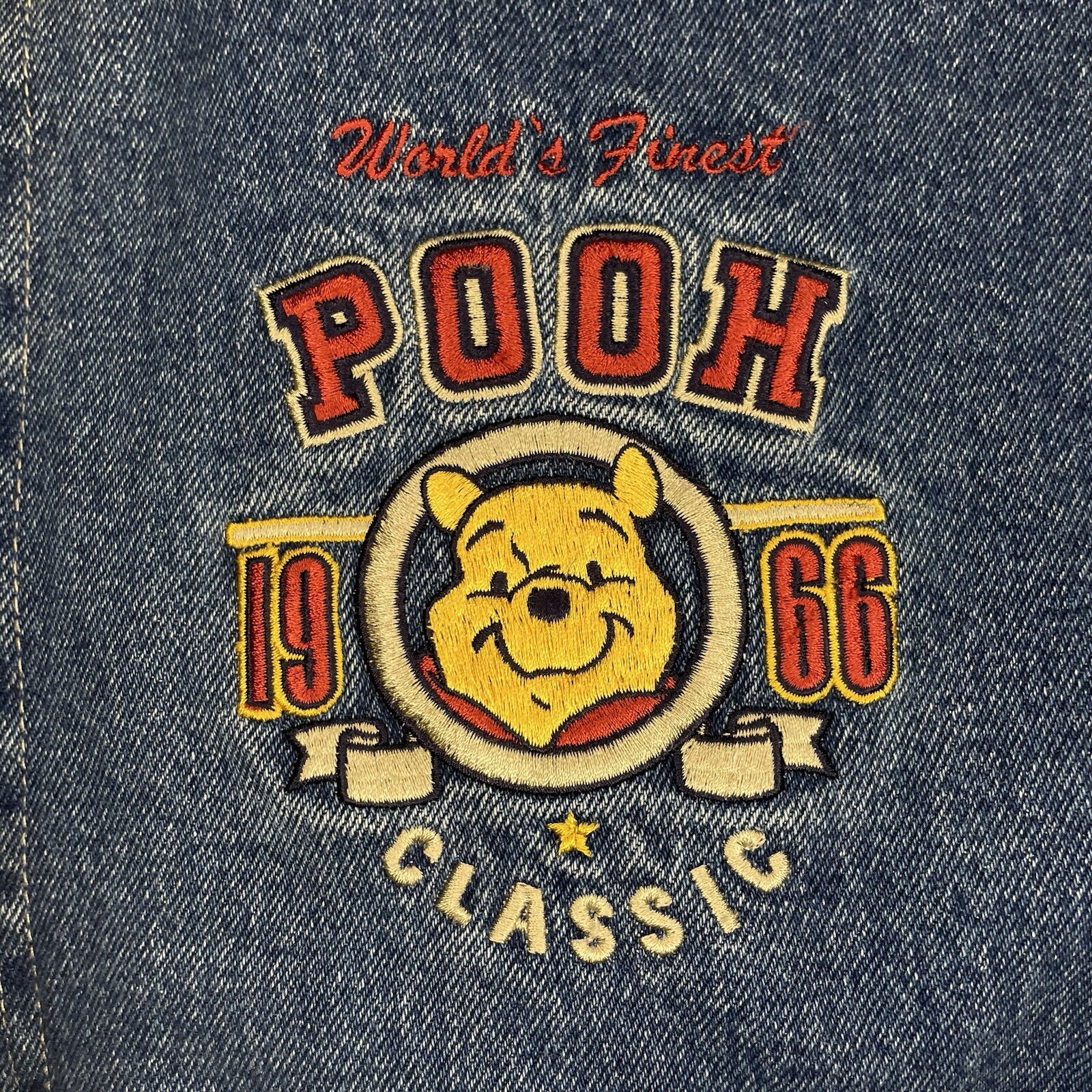 vintage Winnie The Pooh varsity jacket Disney denim bomber loyal true crew rare