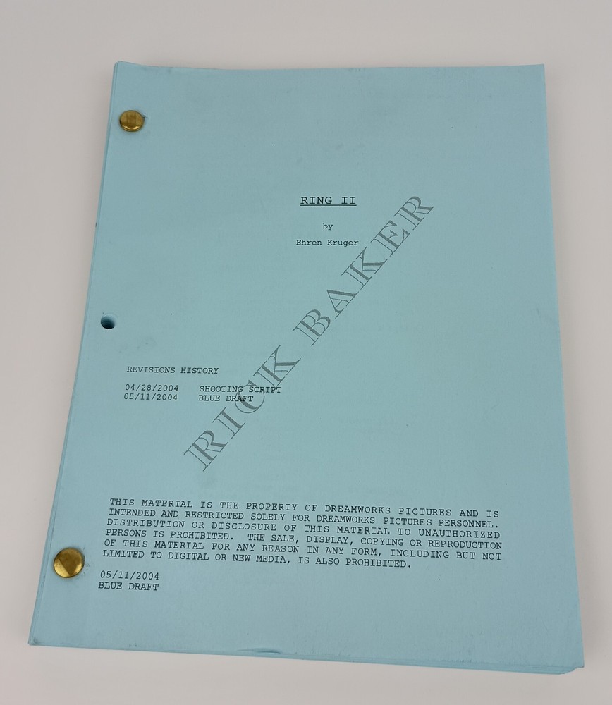 The Ring II Original Script - Rick Baker's Copy