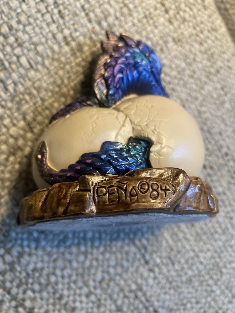 Windstone Editions Peacock Dragon Hatching Egg Signed Pena 1984