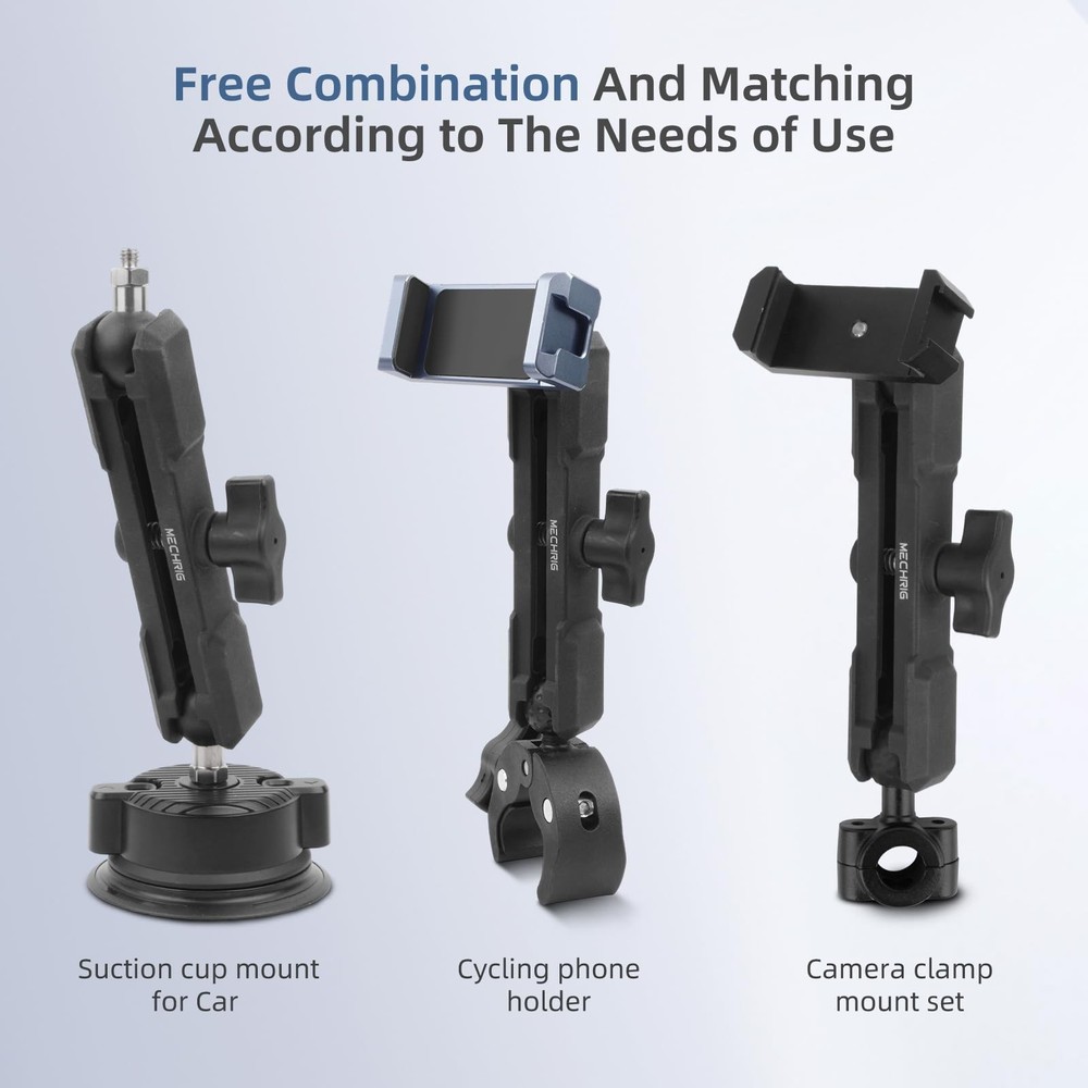 Mechrig Double Socket Arm,Extension Arm Compatible Large socket arm, Black