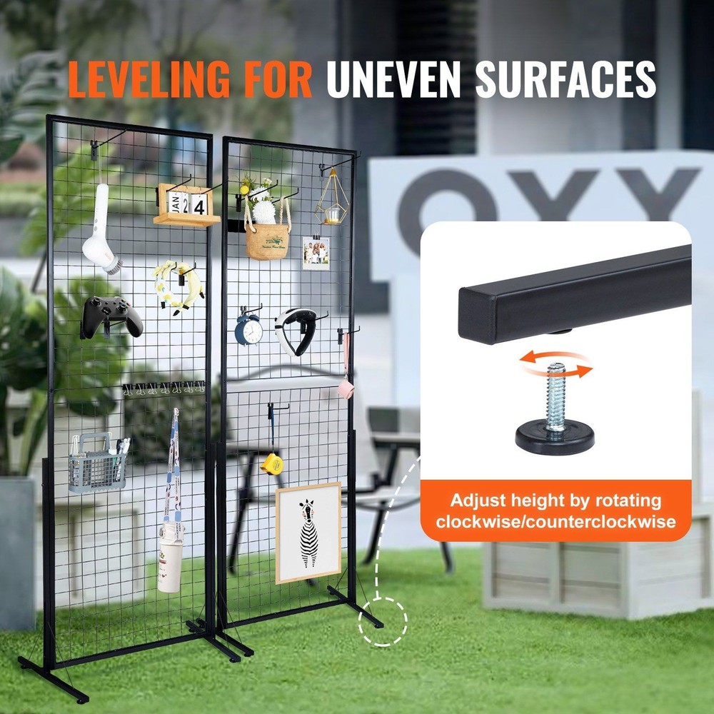 T-Base Gridwall Display Rack 2-Pack 24x68in Double-Sided 60lb Capacity