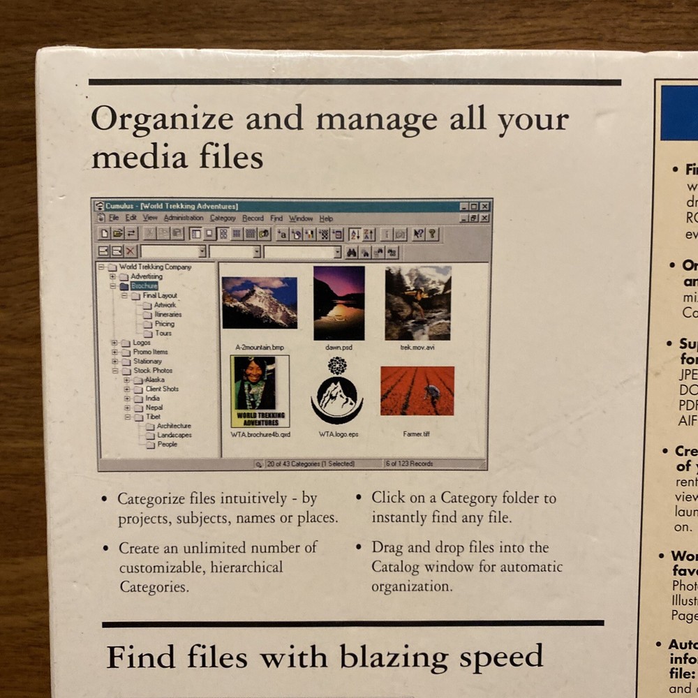 Canto Cumulus Media Management System Software Desktop 4.0 Windows 95 NT Mac A8