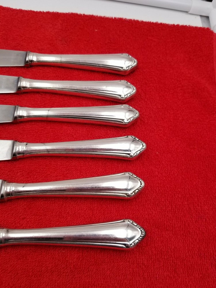 6 Dinner Knives ~ Homag 90 Germany Silverplate Flatware Scroll Pattern 8 5/8"