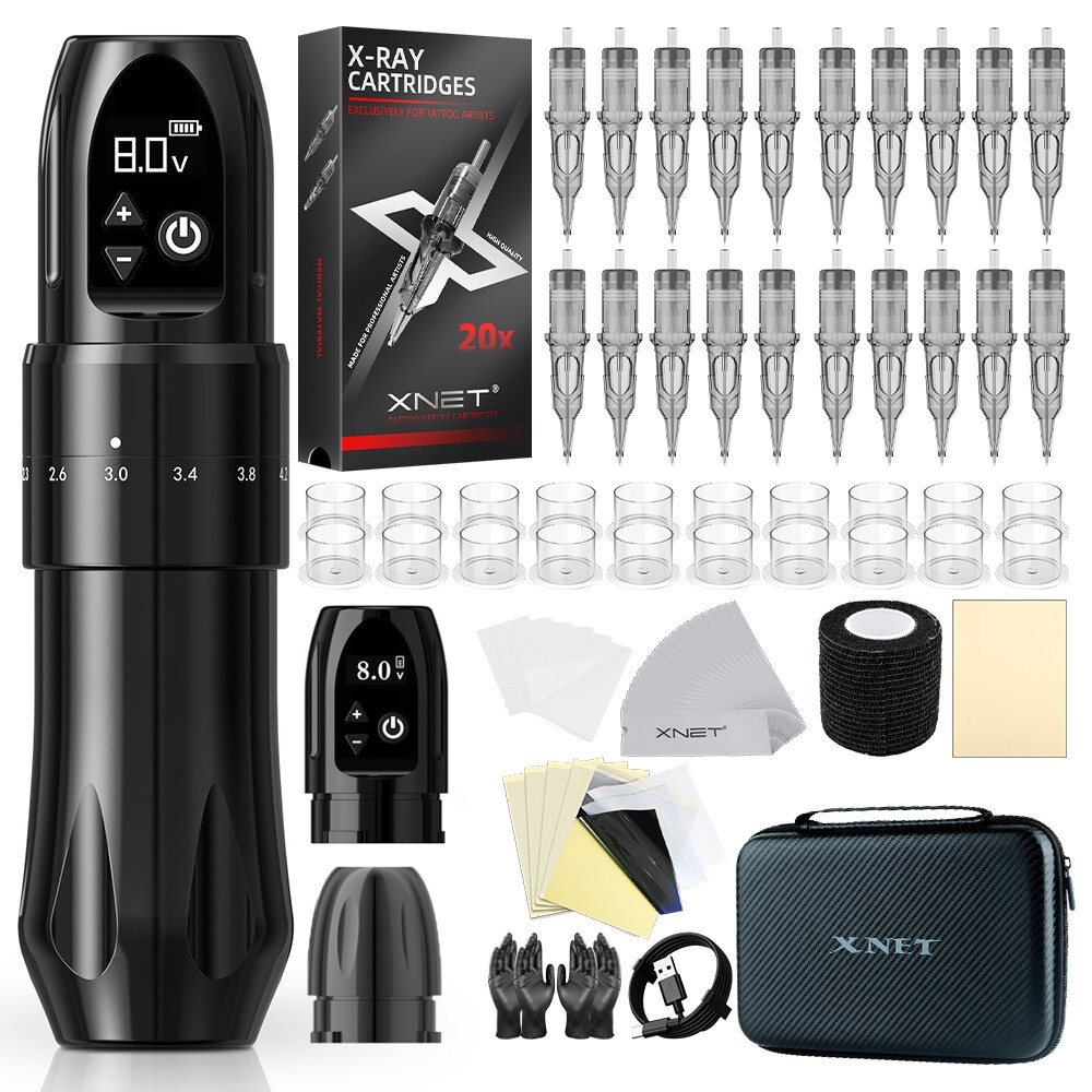 XNET D1 Wireless Tattoo Machine Pen Kit Full Completed Adjustable Stroke Custom