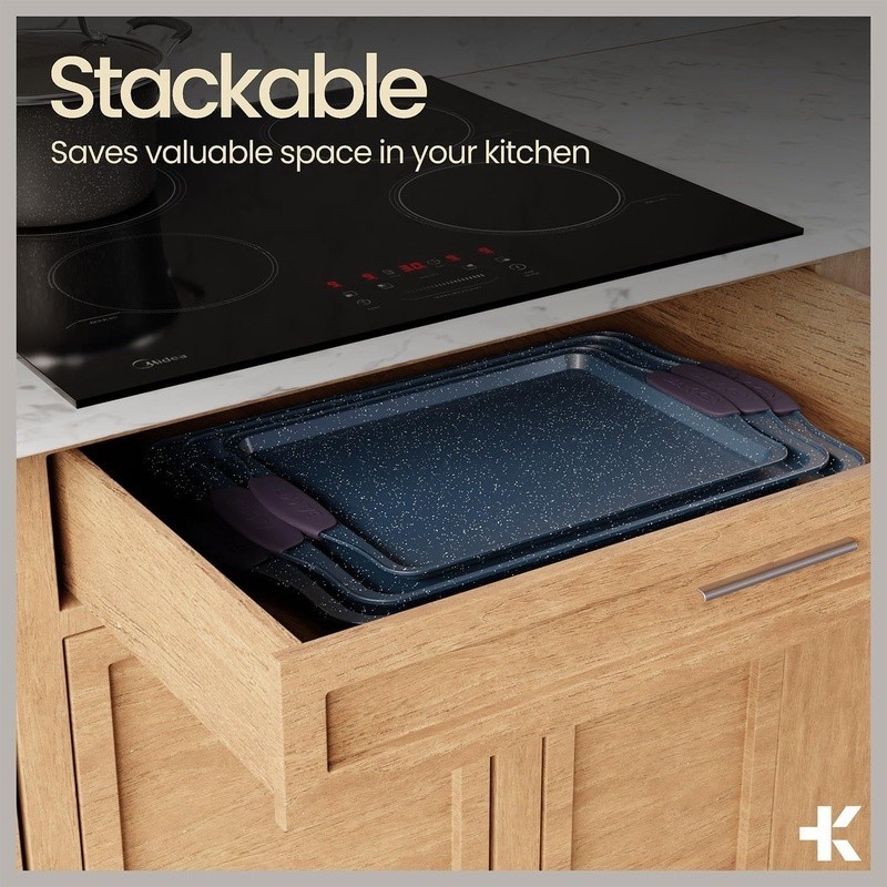 Nonstick Carbon Steel Bakeware Set Oven Safe Easy Clean Stackable New