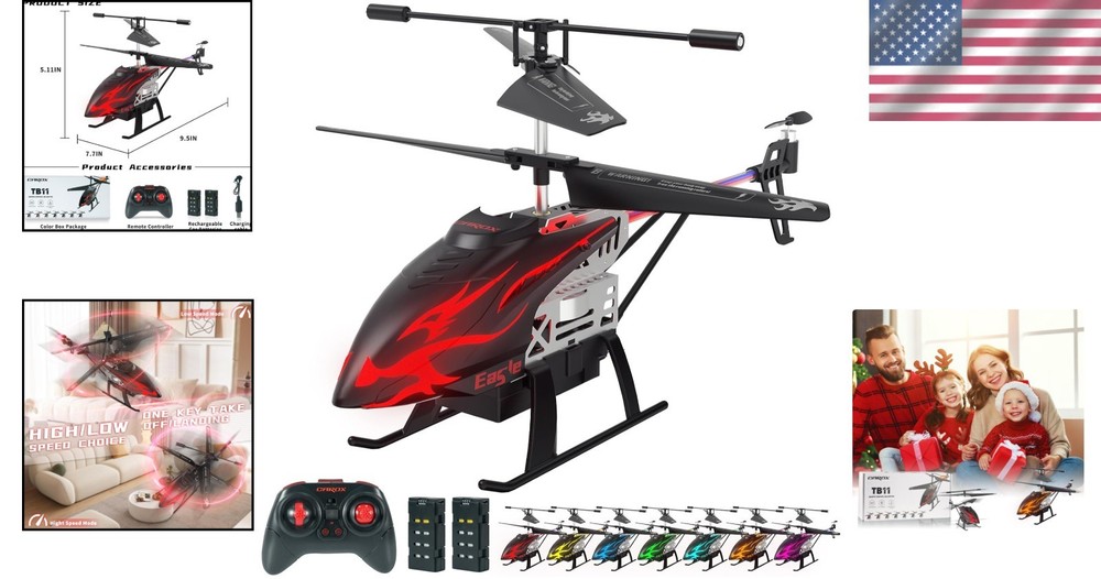 Sturdy Remote Control Helicopter with 30 Mins Flight Time & Fun Light Effects