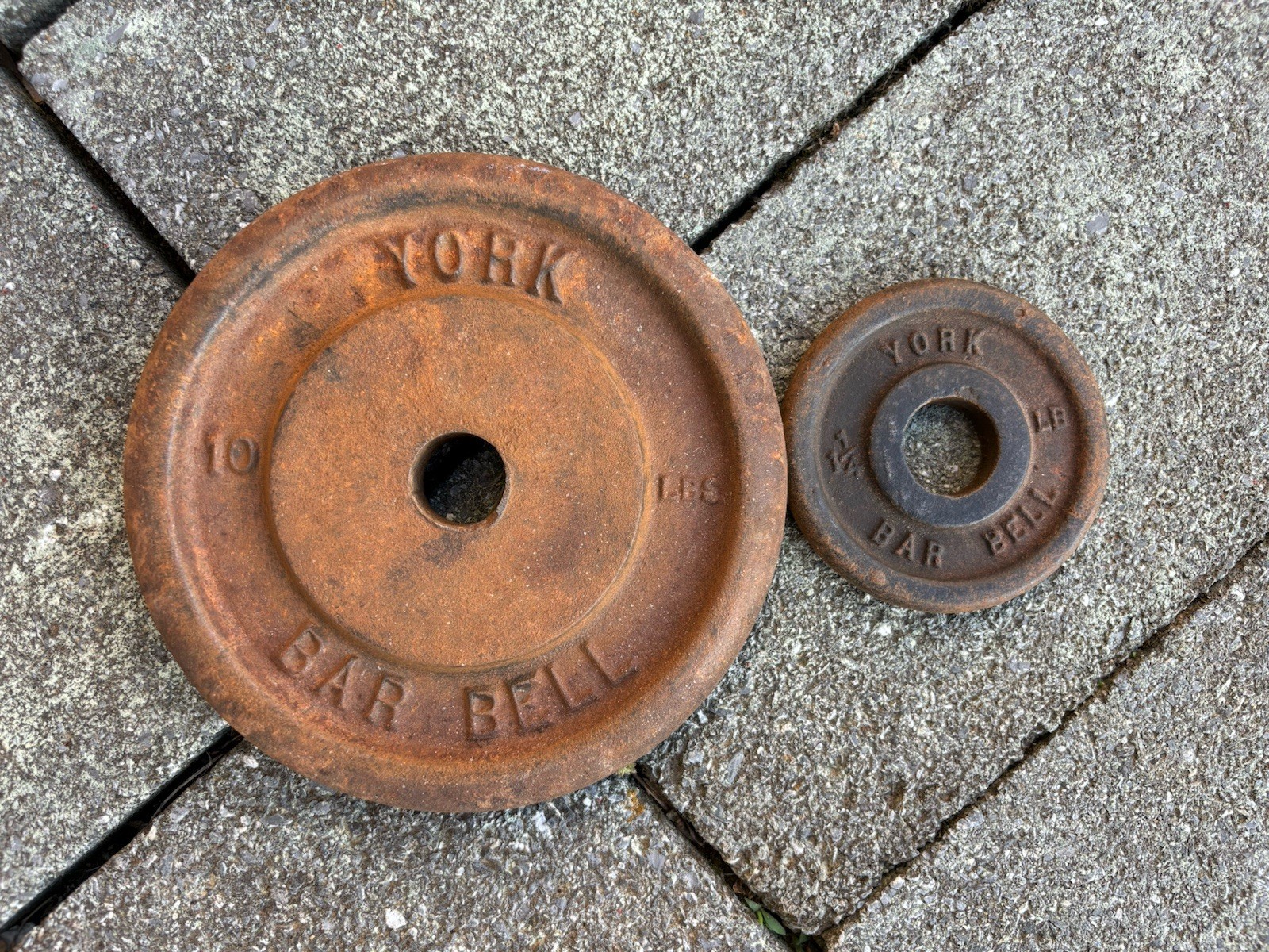 York Barbell Single 1.25 lb  &  10 lb Weights Vintage