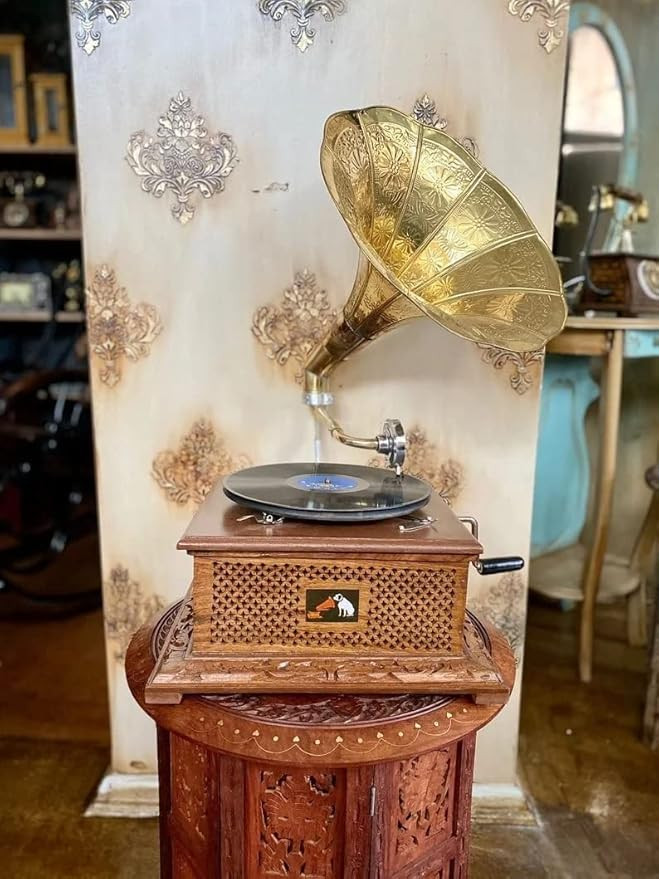 HMV Fully Functional Vintage Gramophone Working Phonograph win-up Record Player