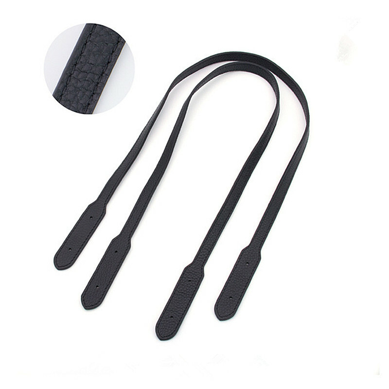 1 Pair Black Genuine Leather Shoulder Handbag Replace Handle Bag Strap 73cm