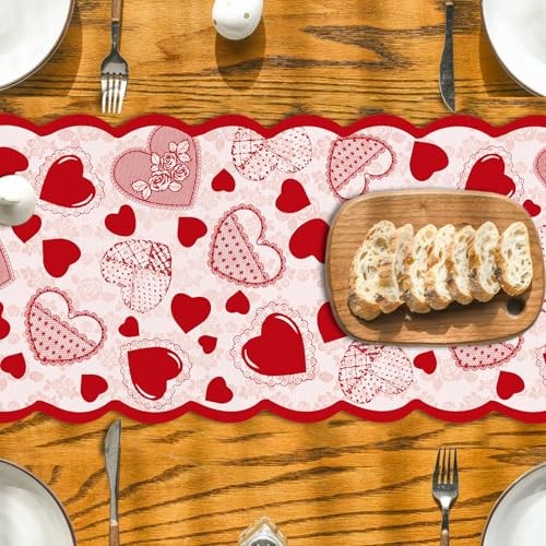 Happy Valentines Day Table Runner Galentines Day Kitchen Dining Table