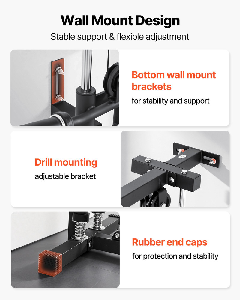 LAT Pull Down Machine Wall Mount 500lb Cable Row Home Gym 3-in-1