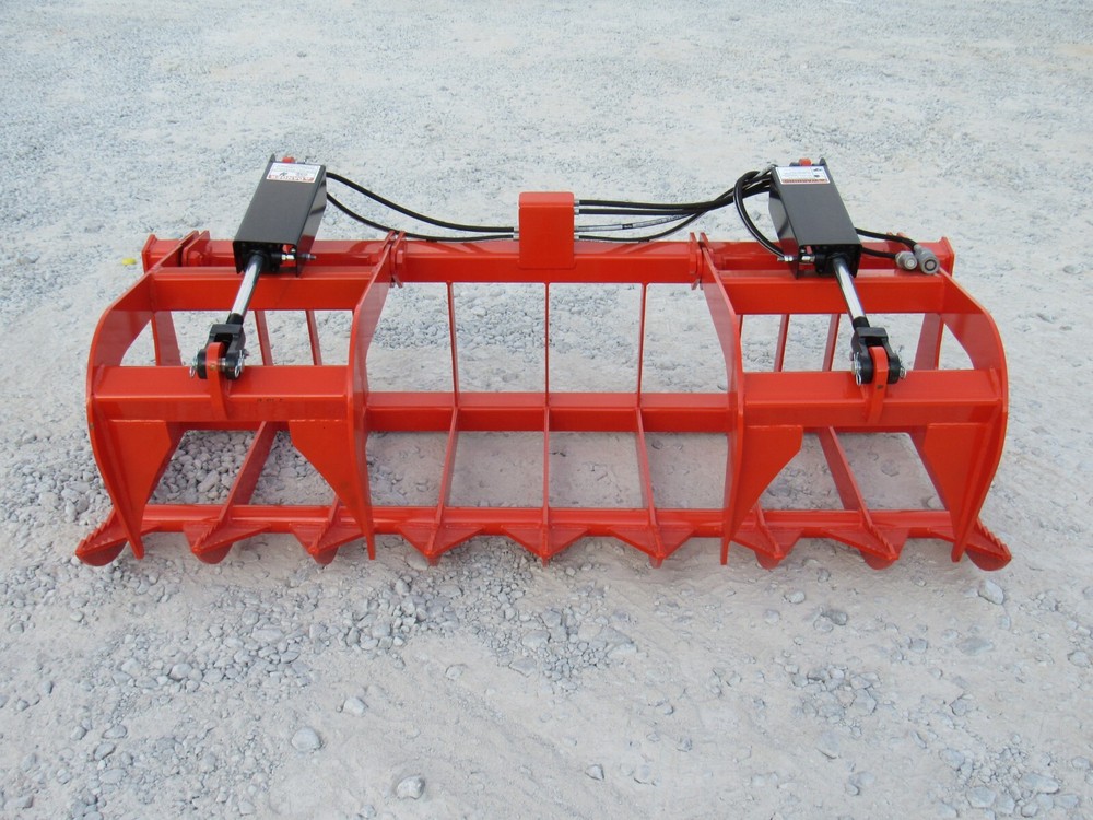 72" Root Grapple Bucket and 48" Long Pallet Forks Attachment Combo Quick Attach