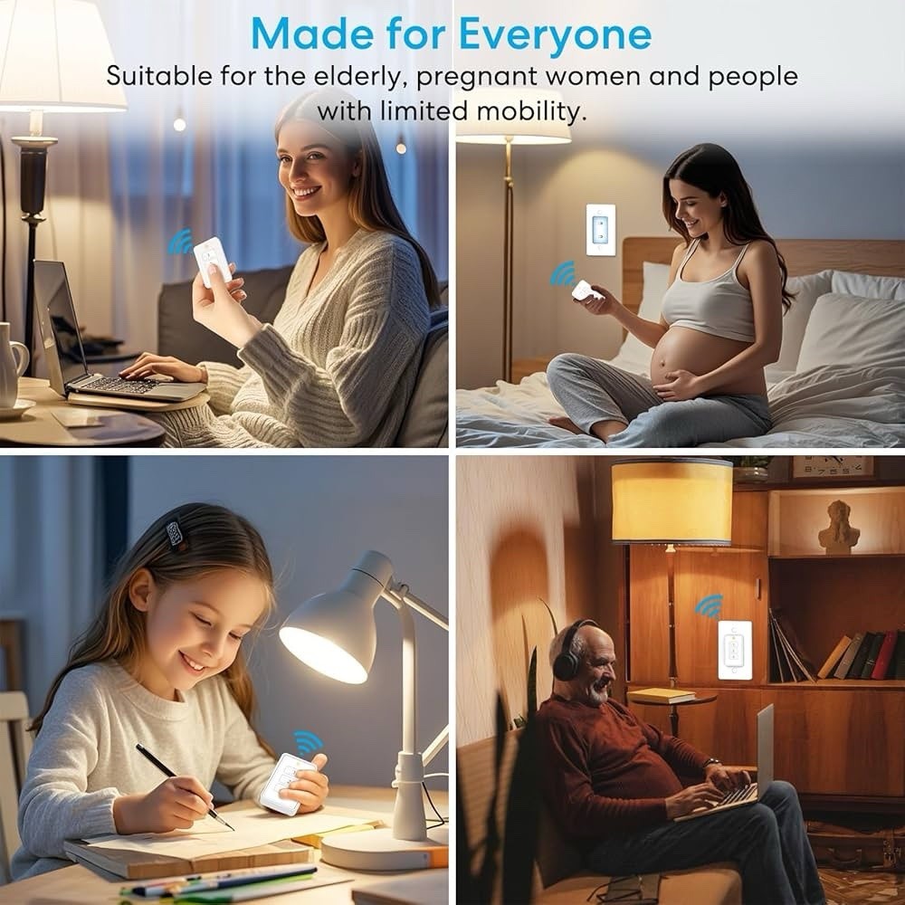 656ft Wireless Wall-Switch: Remote Control Outlet 3 Pack 1Remote for 3 Plugs