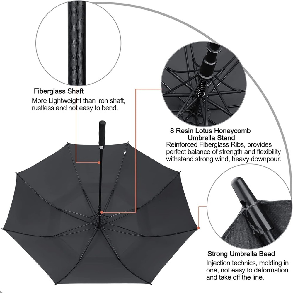 Extra Large Windproof Golf Umbrella - 68-Inch Automatic Open, Stylish Protection