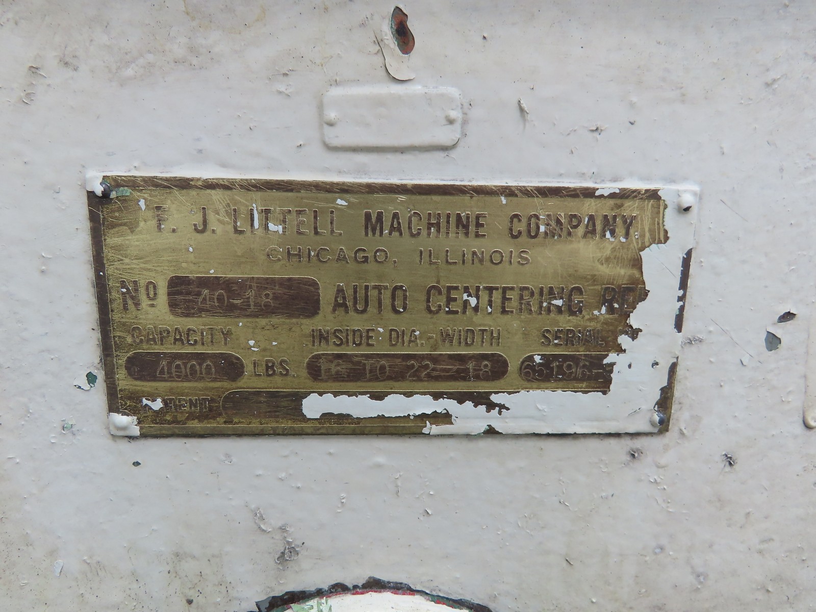 FJ Littell Machine No 40-18 Coil Stock Uncoiler 4000lbs 16-22" ID 18" W Decoiler