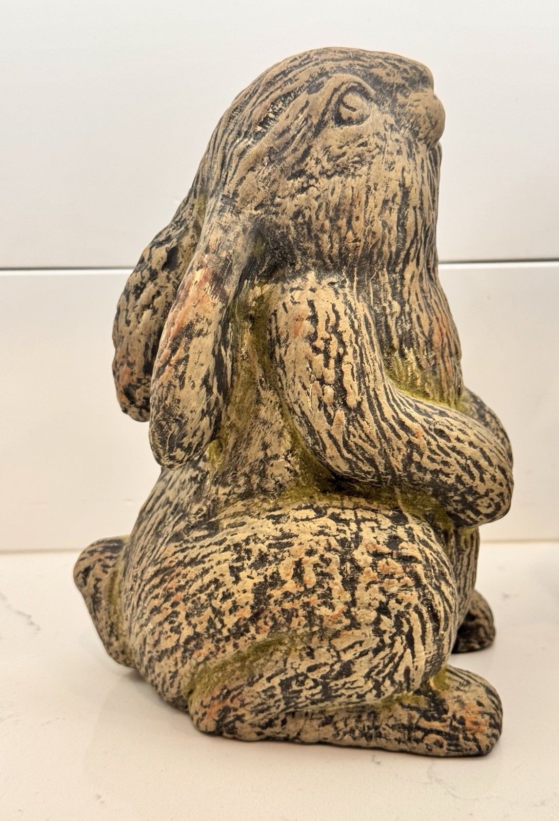 Adorable Pair Of Pier 1 Terracotta Pottery Statue Rabbits/Bunnies Farmhouse Chic