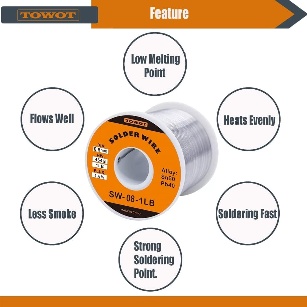 Electrical Solder Wire, 1lb, 0.8mm Diameter