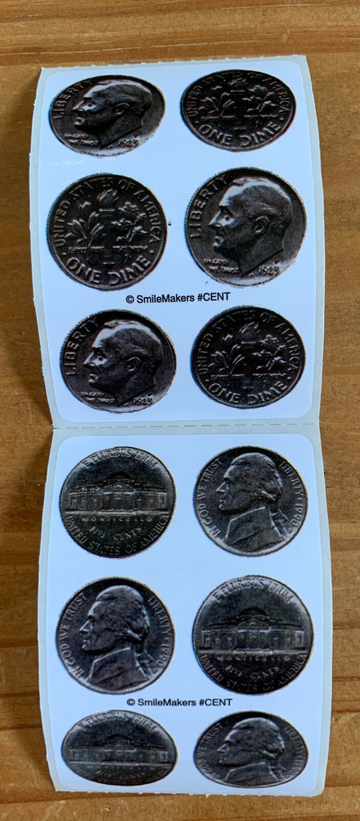 Money Coins USA Cents Quarter Dime Penny Nickel Fun 60 Mini Stickers!