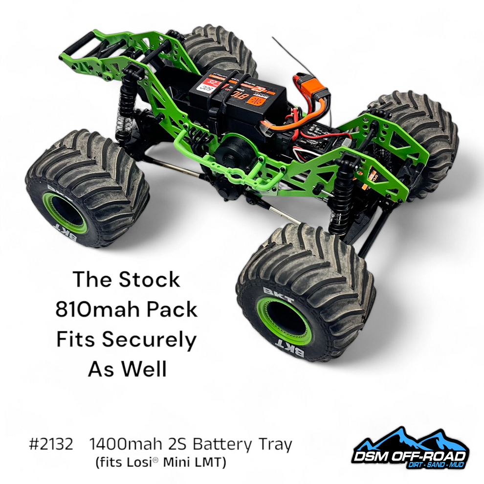 1400mah 2S Battery Tray (Fits Losi® Mini LMT) Works with stock 810mah 2s Lipo