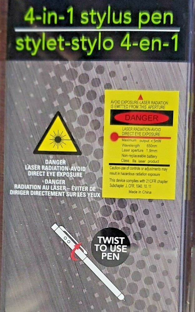 Stylus Pen with Flashlight and colored Red Pointer-Black Ink (Ships from U.S.)