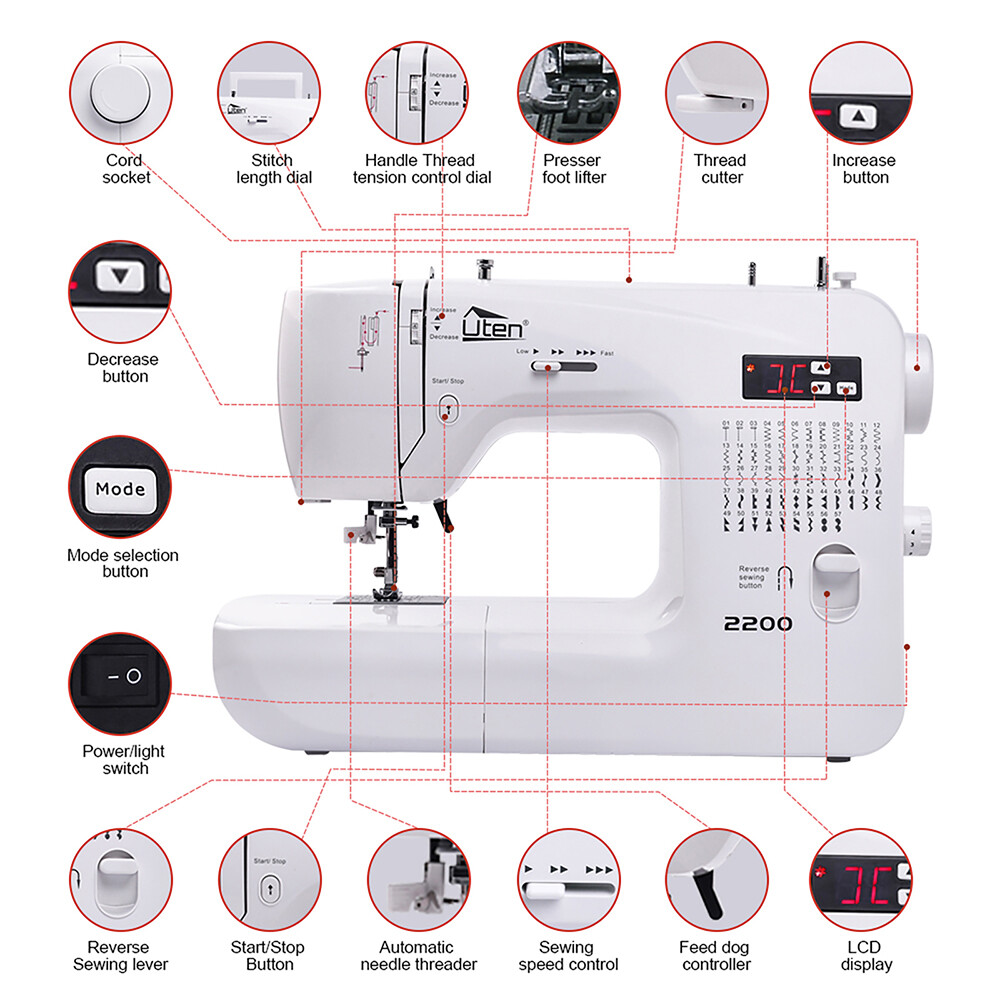 Sewing Machine Computerized Embroidery Sewing Machine with 60 Built-in Stitch