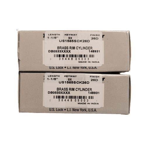 2-PACK US Lock Rim Cylinder Solid Brass SX Keyway Chrome KA2