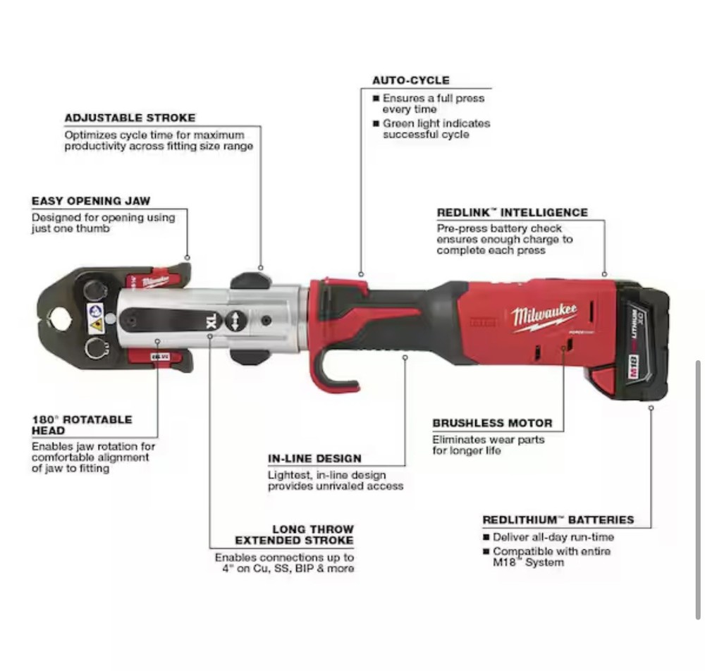 Milwaukee 2773-20L Long Throw Press Tool - (2773-20L)