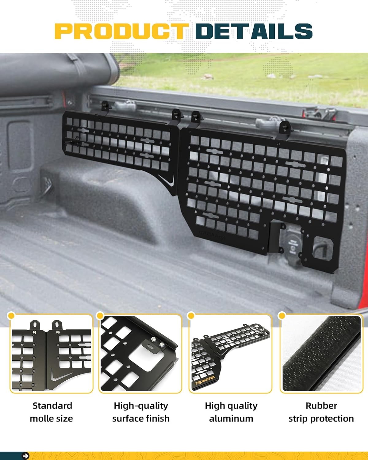 Side Bed MOLLE Panel for 5' Jeep Gladiator 2020-2025 Bed MOLLE Panel Storage