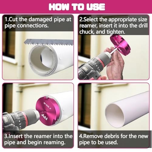 Triple Inserts PVC Pipe Reamer Kit - 4 Pcs, Fitting Saver, 3/4" to 2" Tools