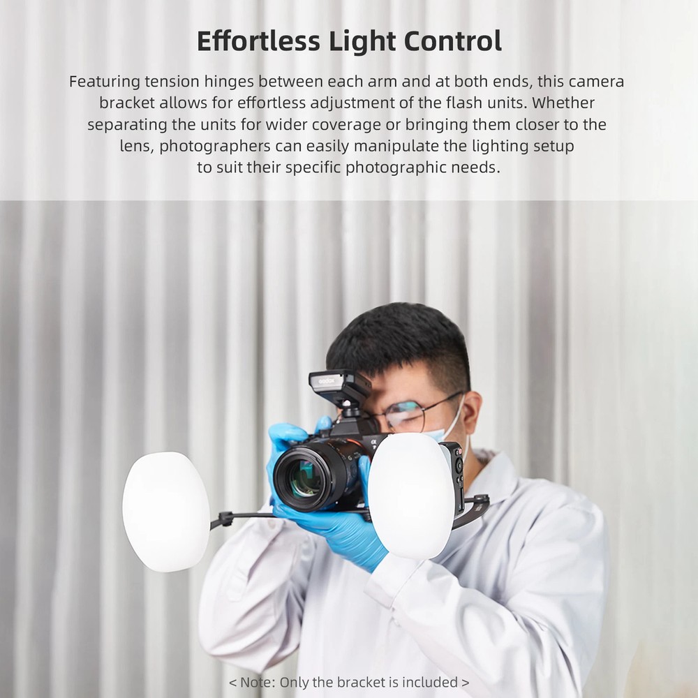 Dual Mount Arm Flexible Flash bracket Dentist-Specific Camera Stabilizer w/Case