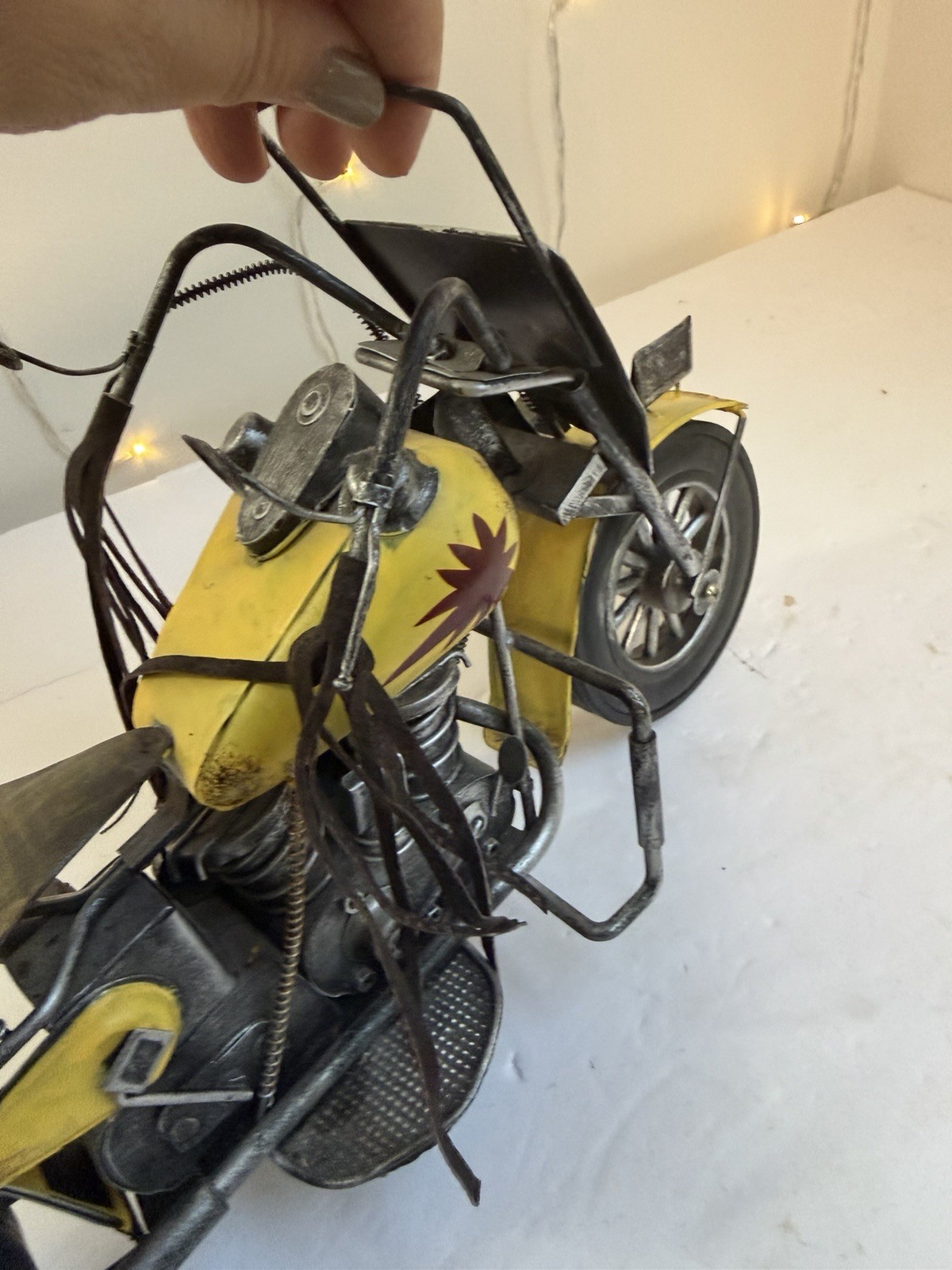 Vintage Style Metal Motorcycle Sculpture Retro Industrial Home Decor