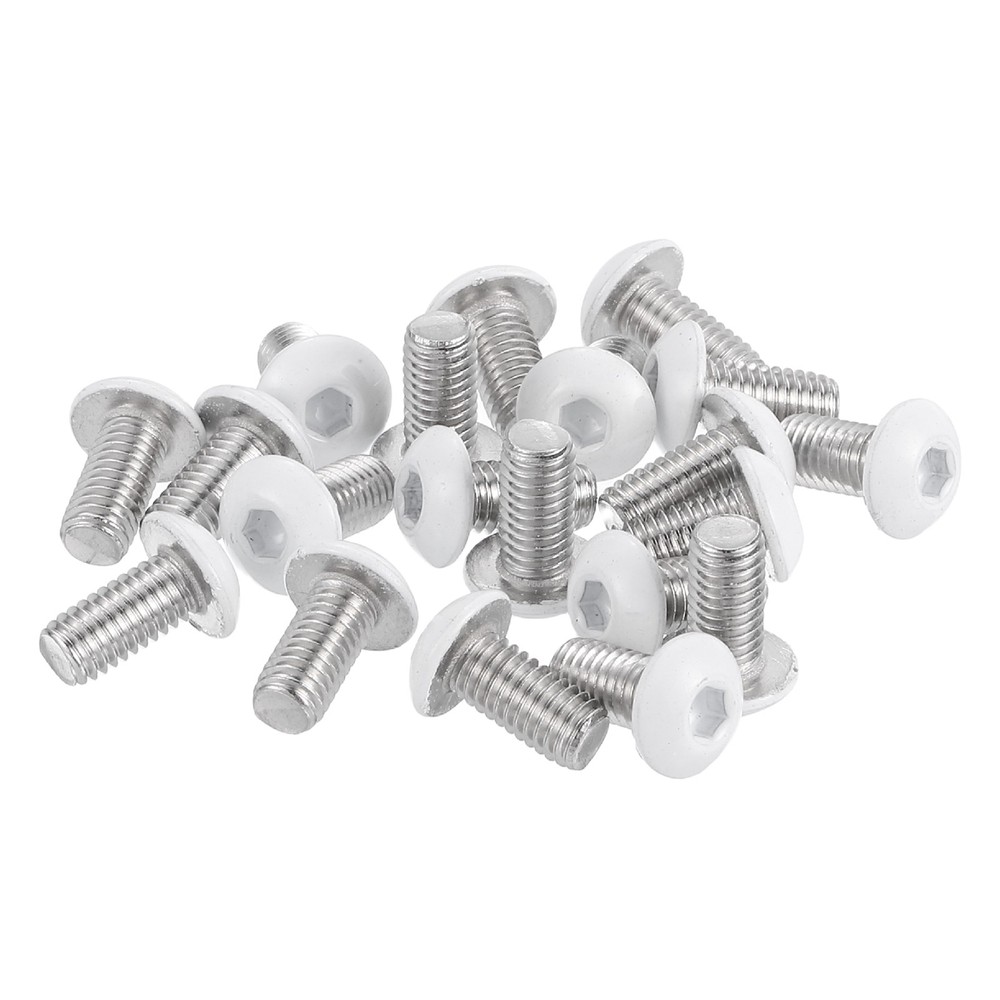 20 Pcs M5-0.8 x 10mm Button Head Socket Cap Screw Machine Screw, White