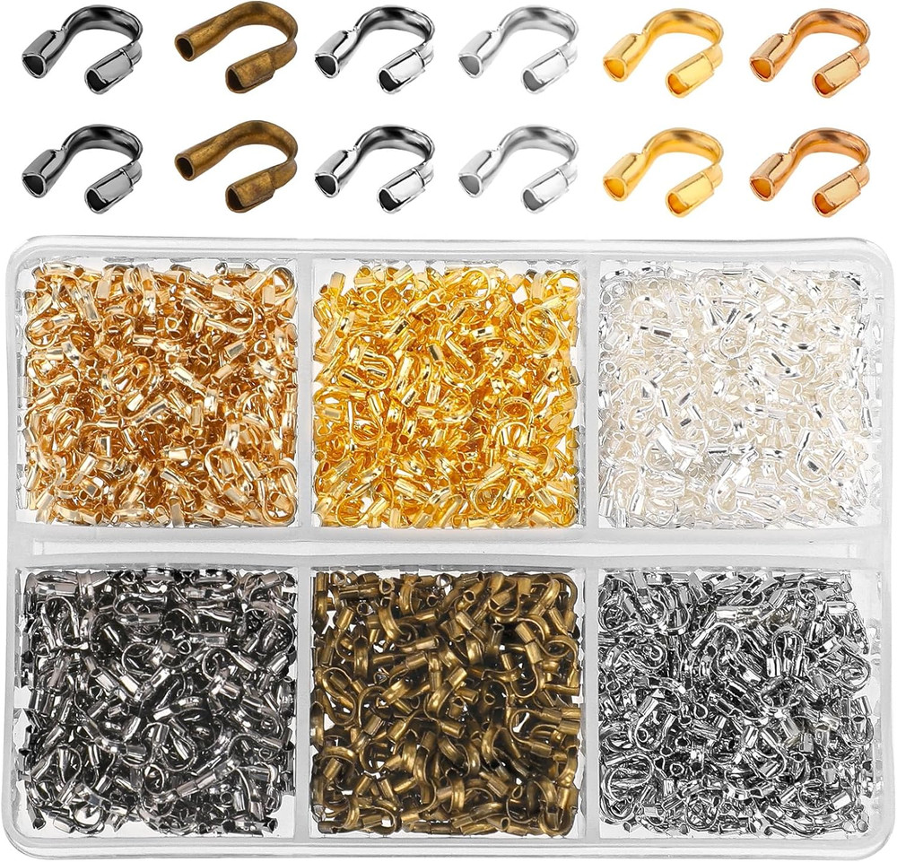 600 Pieces Brass Wire Guardian Wire Cable Protector U Shape Findings Guard Loops