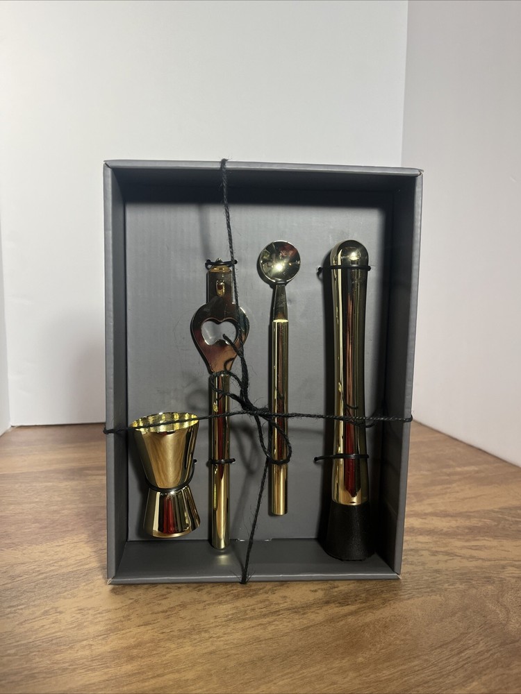 4 Piece Bar Tool Set Gold Style