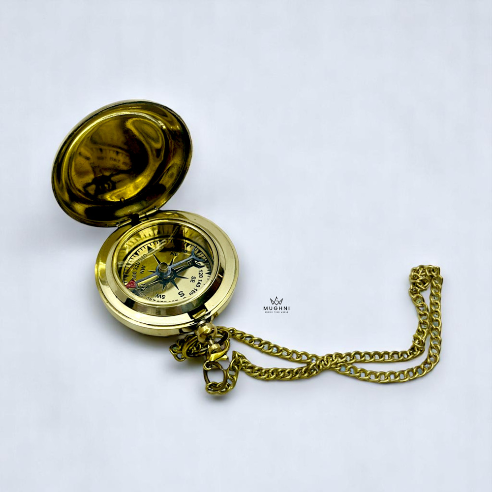 Brass Push Button Compass Chain Maritime Gift Nautical Decor Marine Lover Gift