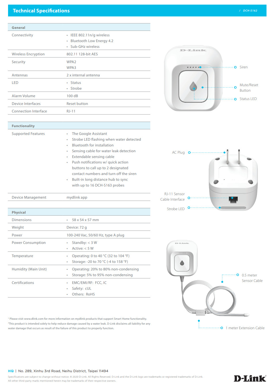 4" D-Link Cable Alarm Extension & Wi Fi Alarm