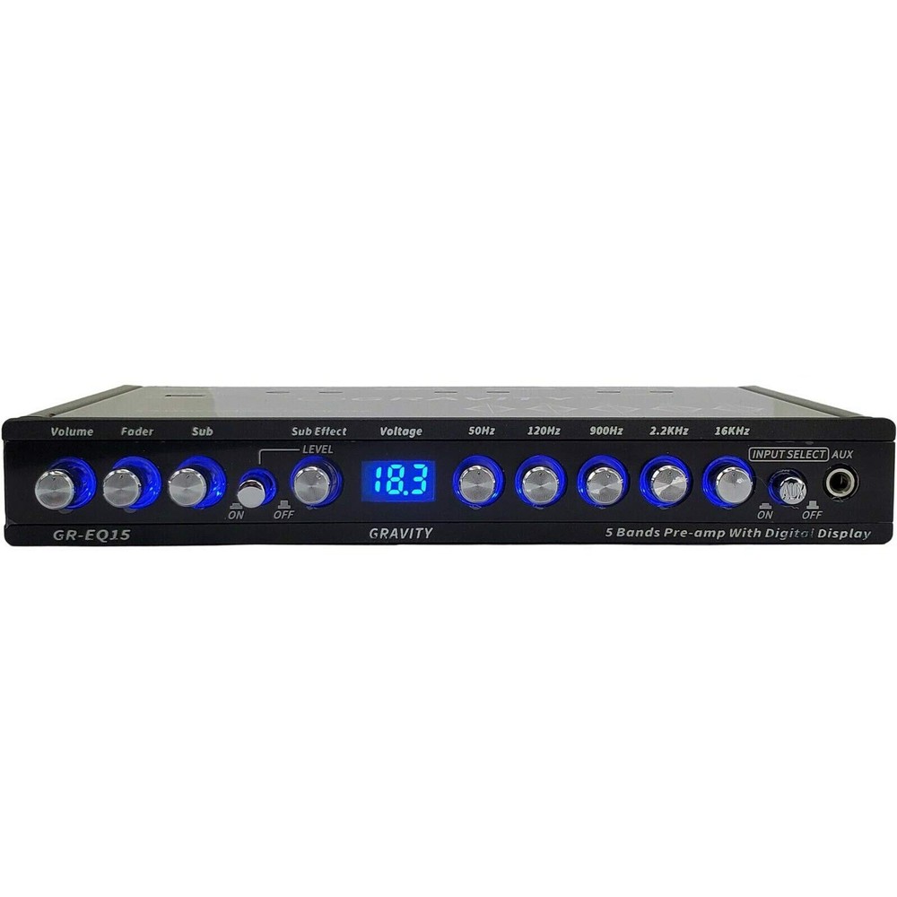 Gravity EQ15 1/2 Din Five Equalization Bands Car Audio Equalizer EQ Front, Re...