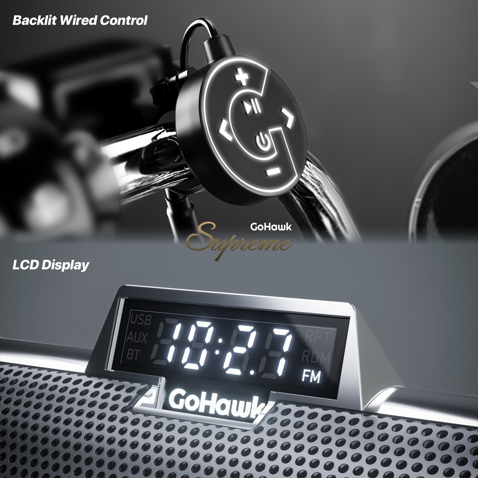 Waterproof Motorcycle Stereo 6 Speakers Audio System Bluetooth 300W Amp FM Radio