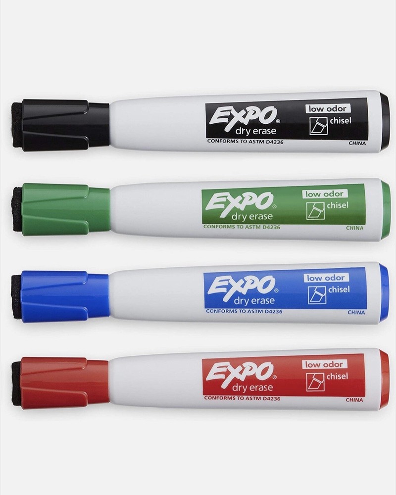 Expo Magnetic Dry Erase Markers with Eraser, Chisel Tip, Assorted, 4 Count