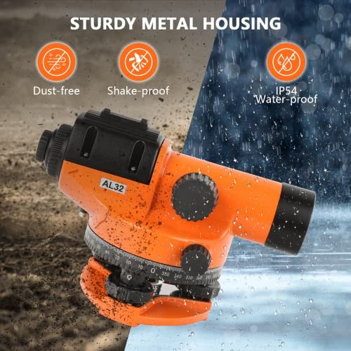 Automatic Optical Level 32X with Self-Leveling Magnetic Dampened Compensator